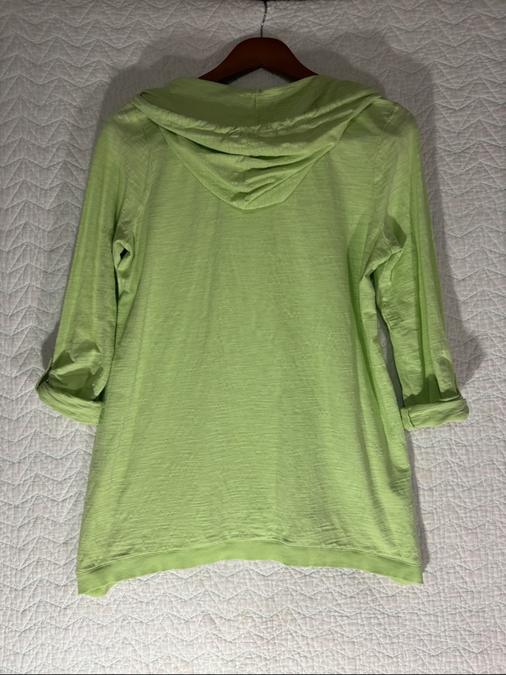 J. Jill Light Lime Hooded Pullover 100% Cotton - Picture 4 of 5